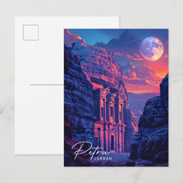 Carte Postale Nuit à Petra Jordan Voyage (Devant / Derrière)