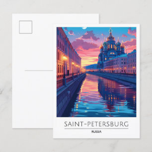 Carte Postale Nuit à Saint-Pétersbourg Russie Voyage
