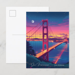 Carte Postale Nuit à San Francisco California USA Travel