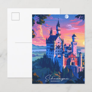 Carte Postale Nuit à Schwangau Allemagne Voyage