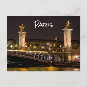 Carte Postale Nuit au-dessus du pont Alexandre III - Paris