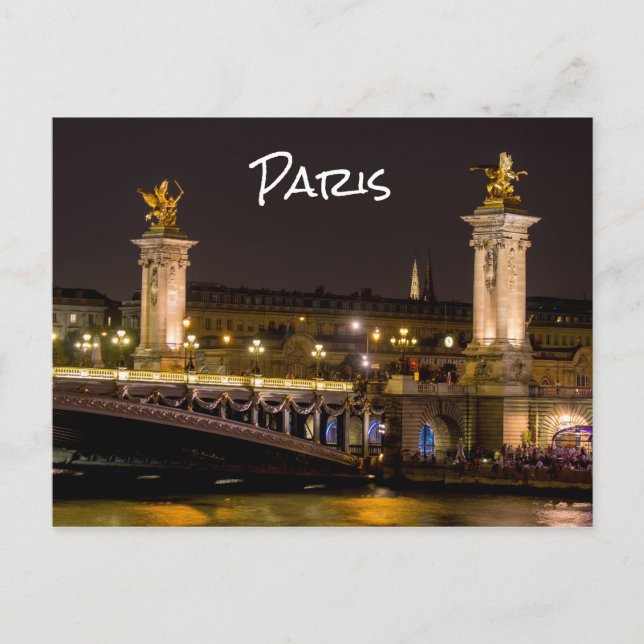 Carte Postale Nuit au-dessus du pont Alexandre III - Paris (Devant)