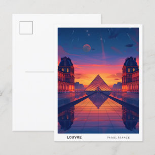Carte Postale Nuit au Louvre Paris France Voyage
