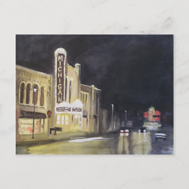 Carte Postale Nuit au Michigan Theatre (Devant)