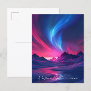 Carte Postale Nuit aux aurores boréales Finlande Voyage