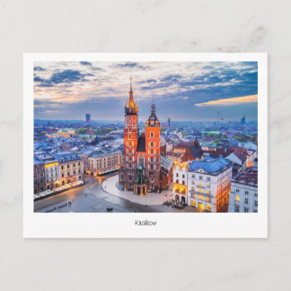 Carte postale nuit de Cracovie en Pologne