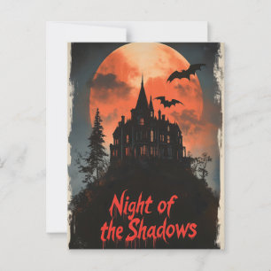 Carte Postale Nuit de l'ombre - Rétro Haunted House Design