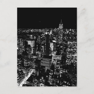 Carte Postale Nuit de New York en noir et blanc