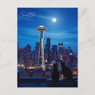 Carte Postale Nuit de Seattle Washington
