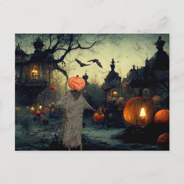 Carte Postale Nuit d'Halloween effrayante (Devant)