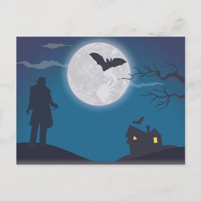 Carte Postale Nuit effrayante d'Halloween (Devant)