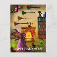 Nuit effrayante d'Halloween avec sorcière