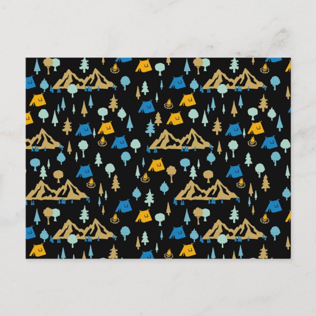 Carte Postale Nuit en Camping Forêt Été (Devant)