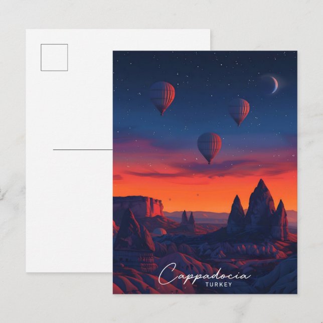 Carte Postale Nuit en Cappadoce Turquie Voyage (Devant / Derrière)