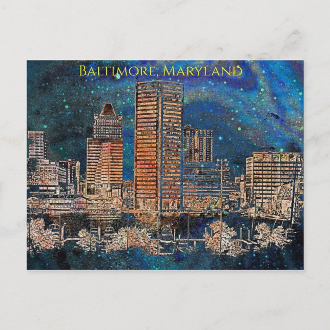 Carte Postale Nuit étoile à Baltimore, Maryland (Devant)