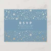 Nuit étoile Dusty Bleu et Mariage Or RSVP