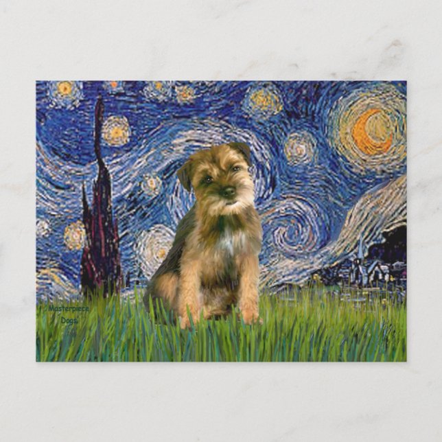 Carte Postale Nuit étoilée - Border Terrier #1 (Devant)