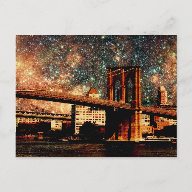 Carte Postale nuit étoilée Brooklyn Bridge (Devant)