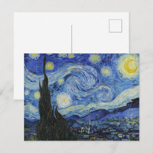 Carte Postale Nuit étoilée de Van Gogh Ciel bleu tourbillonnant 