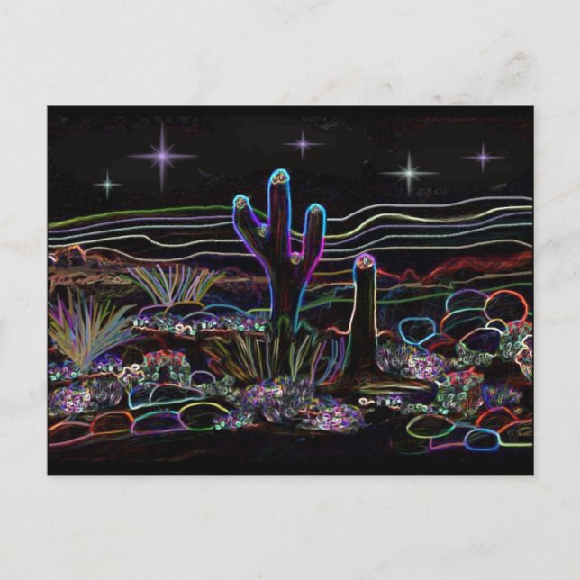Carte Postale Nuit étoilée du désert de Neon (Devant)