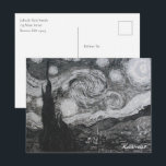 Carte Postale Nuit étoilée I Vincent Van Gogh<br><div class="desc">Et si Starry Night de Vincent Van Gogh était en noir et blanc ? Peint à la main en 120 heures avec un cure-dents. ©2025 Kaytlin Ray Tous droits réservés. Correspondance de produits dans ma boutique.</div>