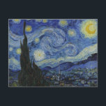 Carte Postale Nuit étoilée par Van Gogh<br><div class="desc">La nuit étoilée,  de Vincent van Gogh,  peinte en 1889 lors de son séjour à Saint-Rémy-de-Provence,  dépeint un ciel nocturne tourbillonnant sur un village tranquille,  reflétant son intensité émotionnelle et artistique.</div>