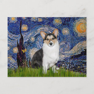 Carte Postale Nuit étoilée - Tri Couleur Gallois Corgi 10