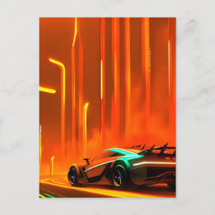 Carte Postale Nuit Neon Race 3000 - Ken Gage Art