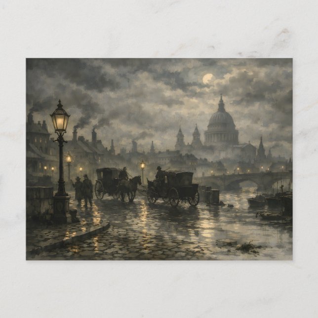 Carte Postale Nuit victorienne à Londres par BurnsInHell (Devant)