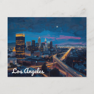 Carte Postale Nuits néon dans l'horizon de Los Angeles