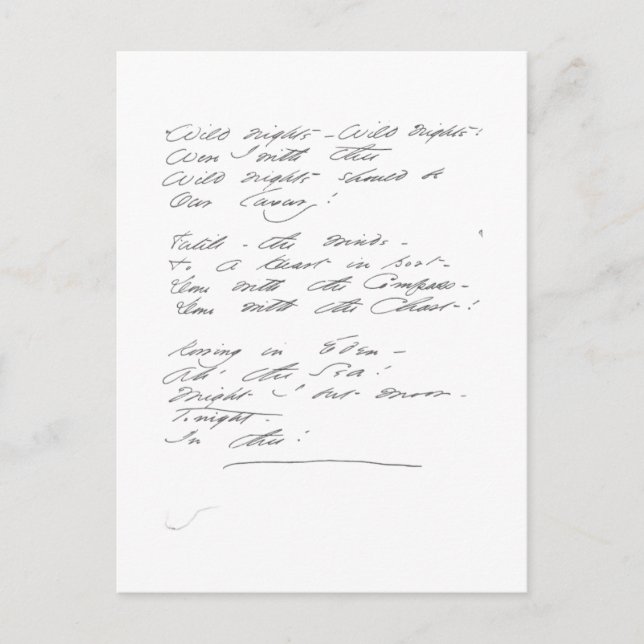 Carte Postale Nuits sauvages, nuits sauvages Manuscrit (Devant)