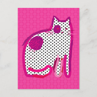 carte postale numérique "chat rose"