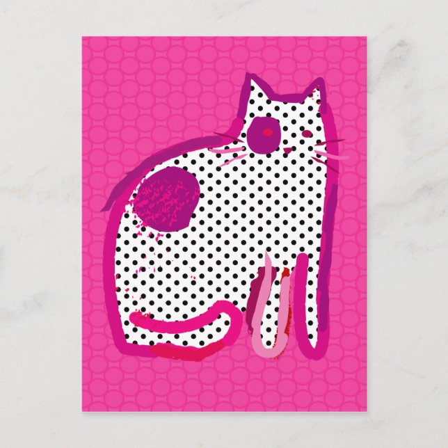 carte postale numérique "chat rose" (Devant)