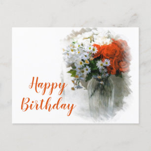 Carte postale numérique d'anniversaire avec bouque