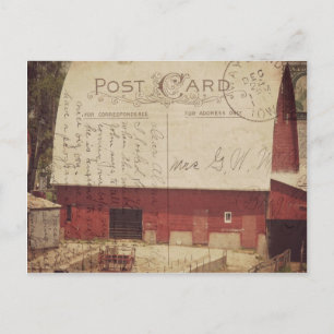 Carte postale numérique de grange rouge
