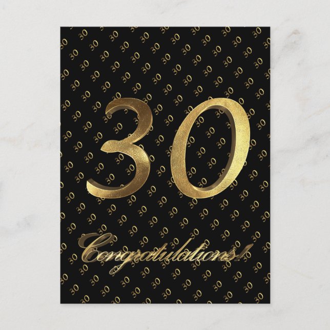 Carte Postale Numéro 30 Black Gold 30e Anniversaire (Devant)