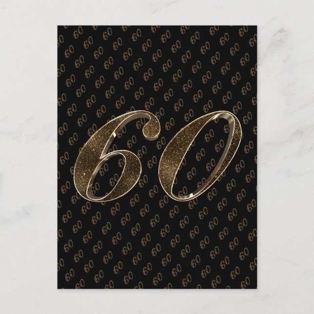 Carte Postale Numéro 60 Black Gold 60th Birthday Diamond Mariage (Devant)