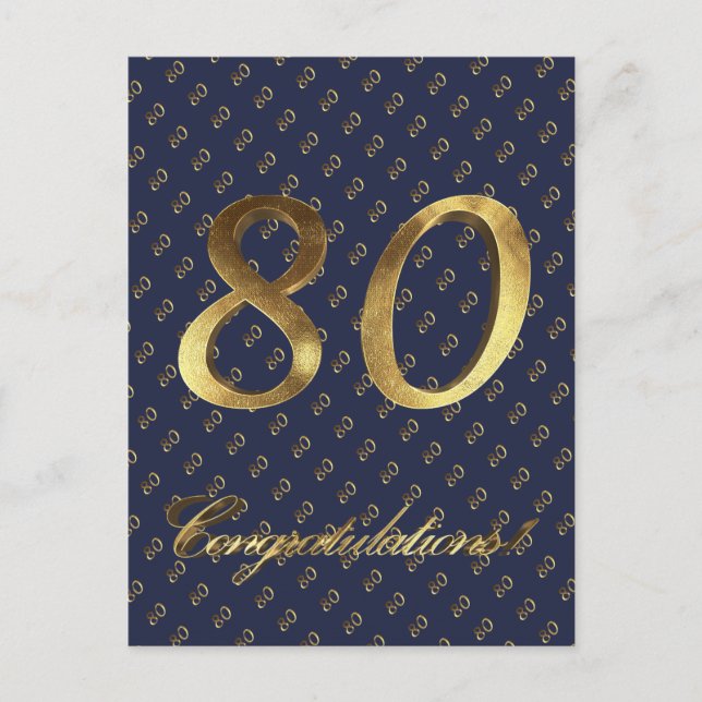 Carte Postale Numéro 80 80e jour du jour Anniversaire bleu (Devant)
