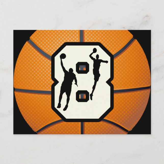 Carte Postale Numéro 8 Basketball et joueurs (Devant)