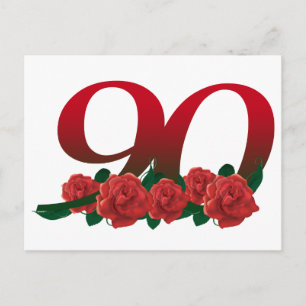 Carte Postale Numéro 90 ou 90e anniversaire floral