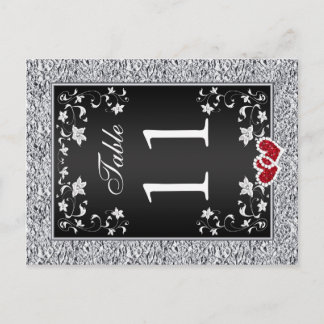 Carte postale Numéro de la table florale gris arge