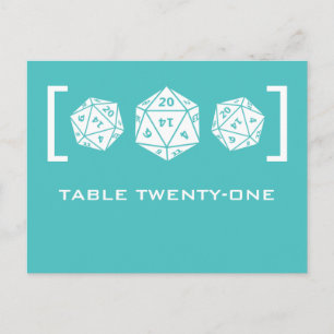 Carte postale Numéro de table Aqua D20 Dice Gamer
