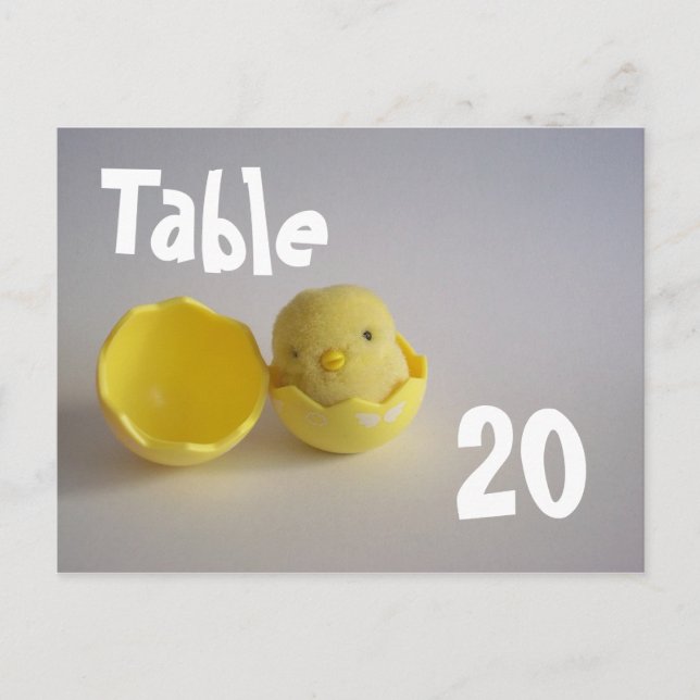 Carte postale numéro de table Chick jaune (Devant)