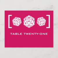 Carte postale Numéro de table de jeu de dés rose D