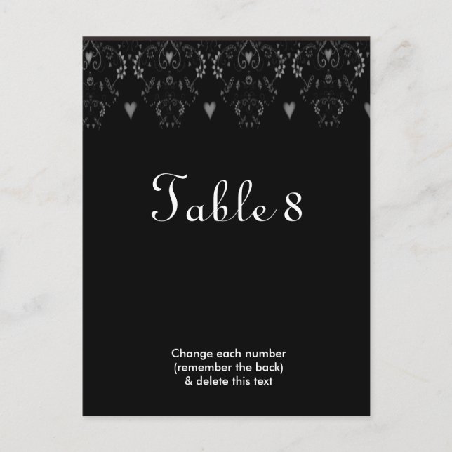 Carte postale Numéro de table de Mariage noir blan (Devant)