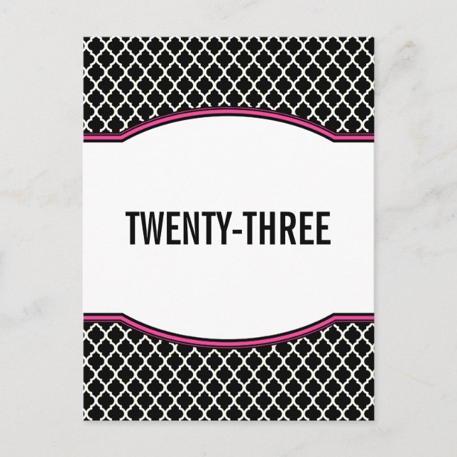 Carte postale Numéro de table de quatrefoil rose é (Devant)