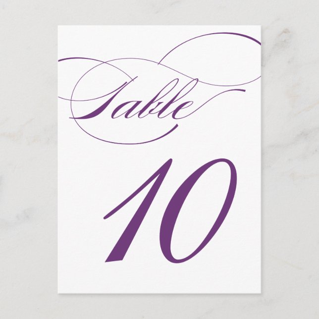 Carte postale Numéro de table de script élégant |  (Devant)
