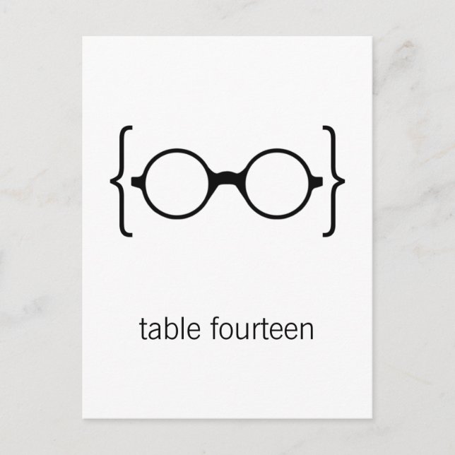 Carte postale Numéro de table des lunettes Geeky (Devant)
