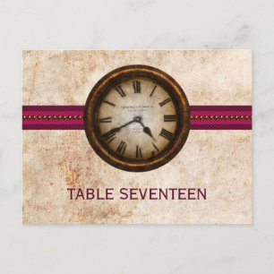Carte postale Numéro de table d'horloge antique, F