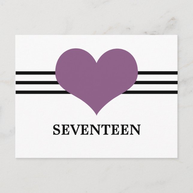 Carte postale Numéro de table du coeur, violet (Devant)